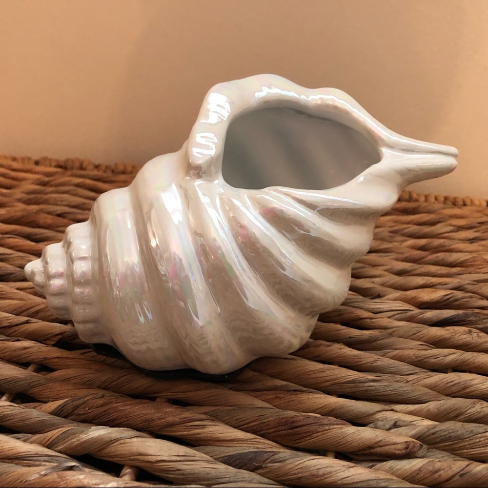 Subtle Coastal vibes…This white pearlescent vessel is the perfect addition